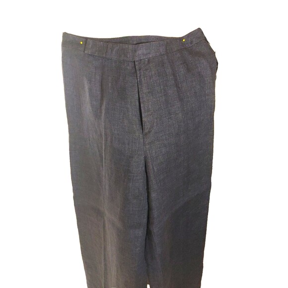 Linda Allard Ellen Tracy Blue Linen Jacket Pant Suit Women's Size 10 Long - Picture 13 of 16
